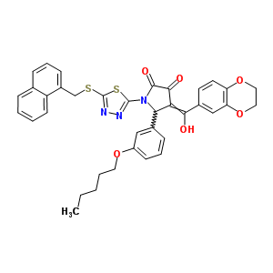 7037-56-1  4-[2,3-dihydro-1,4-benzodioxin-6-yl(hydroxy)methylidene]-1-{5-[(naphthalen-1-ylmethyl)sulfanyl]-1,3,4-thiadiazol-2-yl}-5-[3-(pentyloxy)phenyl]pyrrolidine-2,3-dione