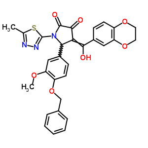 7037-57-2  5-[4-(benzyloxy)-3-methoxyphenyl]-4-[2,3-dihydro-1,4-benzodioxin-6-yl(hydroxy)methylidene]-1-(5-methyl-1,3,4-thiadiazol-2-yl)pyrrolidine-2,3-dione