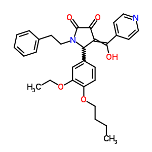 7061-27-0  5-(4-butoxy-3-ethoxyphenyl)-4-[hydroxy(pyridin-4-yl)methylidene]-1-(2-phenylethyl)pyrrolidine-2,3-dione