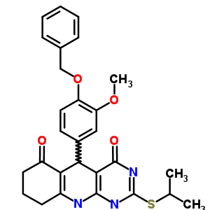7062-28-4  5-[4-(benzyloxy)-3-methoxyphenyl]-2-[(1-methylethyl)sulfanyl]-5,8,9,10-tetrahydropyrimido[4,5-b]quinoline-4,6(1H,7H)-dione