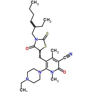 7063-21-0  5-{[3-(2-ethylhexyl)-4-oxo-2-thioxo-1,3-thiazolidin-5-ylidene]methyl}-6-(4-ethylpiperazin-1-yl)-1,4-dimethyl-2-oxo-1,2-dihydropyridine-3-carbonitrile