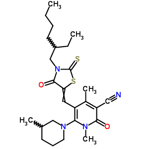 7063-28-7  5-{[3-(2-ethylhexyl)-4-oxo-2-thioxo-1,3-thiazolidin-5-ylidene]methyl}-1,4-dimethyl-6-(3-methylpiperidin-1-yl)-2-oxo-1,2-dihydropyridine-3-carbonitrile