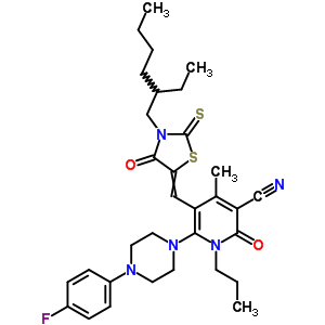 7064-52-0  5-{[3-(2-ethylhexyl)-4-oxo-2-thioxo-1,3-thiazolidin-5-ylidene]methyl}-6-[4-(4-fluorophenyl)piperazin-1-yl]-4-methyl-2-oxo-1-propyl-1,2-dihydropyridine-3-carbonitrile
