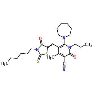 7064-55-3  6-azepan-1-yl-5-[(3-hexyl-4-oxo-2-thioxo-1,3-thiazolidin-5-ylidene)methyl]-4-methyl-2-oxo-1-propyl-1,2-dihydropyridine-3-carbonitrile