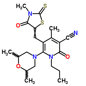 7064-58-6  6-(2,6-dimethylmorpholin-4-yl)-4-methyl-5-[(3-methyl-4-oxo-2-thioxo-1,3-thiazolidin-5-ylidene)methyl]-2-oxo-1-propyl-1,2-dihydropyridine-3-carbonitrile