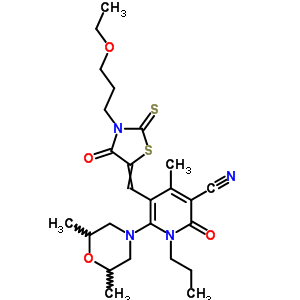7064-61-1  6-(2,6-dimethylmorpholin-4-yl)-5-{[3-(3-ethoxypropyl)-4-oxo-2-thioxo-1,3-thiazolidin-5-ylidene]methyl}-4-methyl-2-oxo-1-propyl-1,2-dihydropyridine-3-carbonitrile