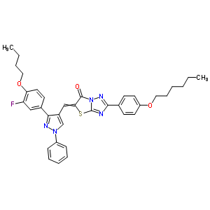 7066-89-9  5-{[3-(4-butoxy-3-fluorophenyl)-1-phenyl-1H-pyrazol-4-yl]methylidene}-2-[4-(hexyloxy)phenyl][1,3]thiazolo[3,2-b][1,2,4]triazol-6(5H)-one