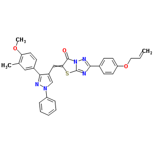 7066-92-4  5-{[3-(4-methoxy-3-methylphenyl)-1-phenyl-1H-pyrazol-4-yl]methylidene}-2-[4-(prop-2-en-1-yloxy)phenyl][1,3]thiazolo[3,2-b][1,2,4]triazol-6(5H)-one