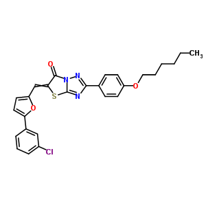 7066-95-7  5-{[5-(3-chlorophenyl)furan-2-yl]methylidene}-2-[4-(hexyloxy)phenyl][1,3]thiazolo[3,2-b][1,2,4]triazol-6(5H)-one