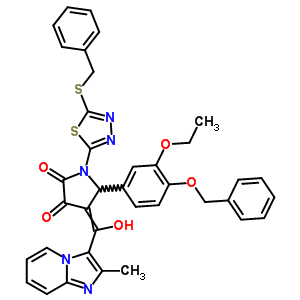 7067-33-6  5-[4-(benzyloxy)-3-ethoxyphenyl]-1-[5-(benzylsulfanyl)-1,3,4-thiadiazol-2-yl]-4-[hydroxy(2-methylimidazo[1,2-a]pyridin-3-yl)methylidene]pyrrolidine-2,3-dione