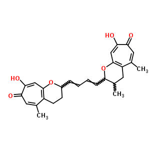 7233-92-3  8-hydroxy-2-[4-(8-hydroxy-5-methyl-7-oxo-2,3,4,7-tetrahydrocyclohepta[b]pyran-2-yl)buta-1,3-dien-1-yl]-3,5-dimethyl-3,4-dihydrocyclohepta[b]pyran-7(2H)-one
