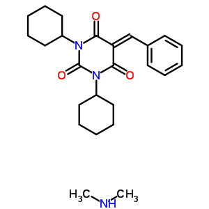 135936-92-4  1,3-dicyclohexyl-5-(phenylmethylidene)pyrimidine-2,4,6(1H,3H,5H)-trione - N-methylmethanamine (1:1)