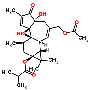 25090-71-5  (1aR,1bS,4aR,7aS,7bR,8R,9aS)-3-[(acetyloxy)methyl]-4a,7b-dihydroxy-1,1,6,8-tetramethyl-5-oxo-1,1a,1b,4,4a,5,7a,7b,8,9-decahydro-9aH-cyclopropa[3,4]benzo[1,2-e]azulen-9a-yl 2-methylpropanoate