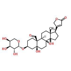 28071-51-4  (3beta,5beta,14xi)-3-(beta-L-arabinopyranosyloxy)-5,14-dihydroxy-19-oxocard-20(22)-enolide