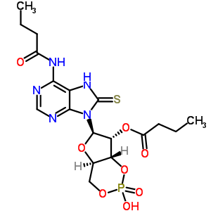 34409-10-4;51109-28-5  (4aR,6R,7R,7aR)-6-[6-(butanoylamino)-8-thioxo-7,8-dihydro-9H-purin-9-yl]-2-hydroxy-2-oxidotetrahydro-4H-furo[3,2-d][1,3,2]dioxaphosphinin-7-yl butanoate