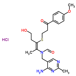 42207-95-4  N-[(4-amino-2-methylpyrimidin-5-yl)methyl]-N-[(1Z)-4-hydroxy-2-{[3-(4-methoxyphenyl)-3-oxopropyl]sulfanyl}-1-methylbut-1-en-1-yl]formamide hydrochloride