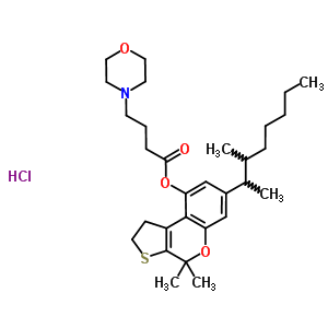 50708-90-2  7-(1,2-dimethylheptyl)-4,4-dimethyl-1,4-dihydro-2H-thieno[2,3-c]chromen-9-yl 4-morpholin-4-ylbutanoate hydrochloride