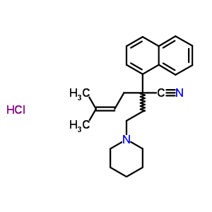 50765-75-8  5-methyl-2-naphthalen-1-yl-2-(2-piperidin-1-ylethyl)hex-4-enenitrile hydrochloride 50765-75-8  5-methyl-2-naphthalen-1-yl-2-(2-piperidin-1-ylethyl)hex-4-enenitrile hydrochloride