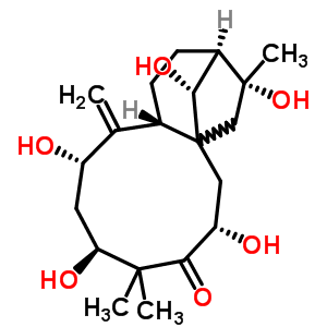 52557-31-0  (3R,4R,7S,10S,12S,13aS,14R)-4,7,10,12,14-pentahydroxy-4,9,9-trimethyl-13-methylidenedodecahydro-3,5a-methanocyclohepta[10]annulen-8(1H)-one