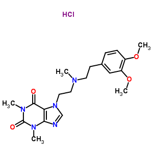 52986-17-1  7-(2-{[2-(3,4-dimethoxyphenyl)ethyl](methyl)amino}ethyl)-1,3-dimethyl-3,7-dihydro-1H-purine-2,6-dione hydrochloride