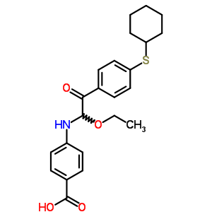 53066-90-3  4-({2-[4-(cyclohexylsulfanyl)phenyl]-1-ethoxy-2-oxoethyl}amino)benzoic acid