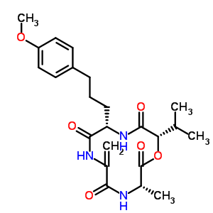 53193-10-5;55070-01-4  (3S,9S,12S)-9-[3-(4-methoxyphenyl)propyl]-3-methyl-12-(1-methylethyl)-6-methylidene-1-oxa-4,7,10-triazacyclododecane-2,5,8,11-tetrone