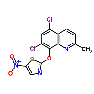 53341-28-9  5,7-dichloro-2-methyl-8-[(5-nitro-1,3-thiazol-2-yl)oxy]quinoline