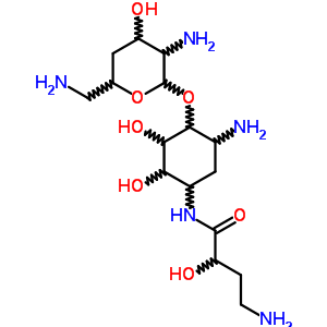 54333-80-1  4-amino-N-{5-amino-4-[(2,6-diamino-2,4,6-trideoxyhexopyranosyl)oxy]-2,3-dihydroxycyclohexyl}-2-hydroxybutanamide