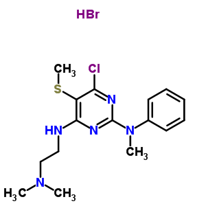 55416-96-1  6-chloro-N~4~-[2-(dimethylamino)ethyl]-N~2~-methyl-5-(methylsulfanyl)-N~2~-phenylpyrimidine-2,4-diamine hydrobromide
