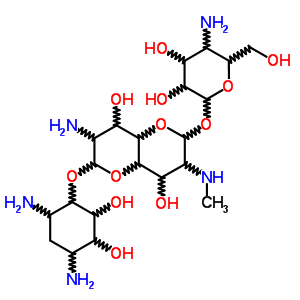 56283-52-4  3-amino-6-{[5-amino-3,4-dihydroxy-6-(hydroxymethyl)tetrahydro-2H-pyran-2-yl]oxy}-2-[(4,6-diamino-2,3-dihydroxycyclohexyl)oxy]-7-(methylamino)octahydropyrano[3,2-b]pyran-4,8-diol (non-preferred name)