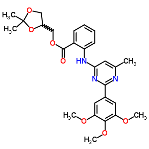 56302-91-1  (2,2-dimethyl-1,3-dioxolan-4-yl)methyl 2-{[6-methyl-2-(3,4,5-trimethoxyphenyl)pyrimidin-4-yl]amino}benzoate