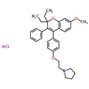 57897-58-2  1-{2-[4-(2,2-diethyl-7-methoxy-3-phenyl-2H-chromen-4-yl)phenoxy]ethyl}pyrrolidine hydrochloride