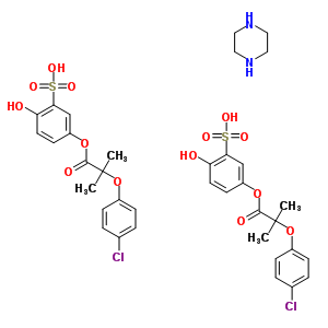58357-70-3  5-{[2-(4-chlorophenoxy)-2-methylpropanoyl]oxy}-2-hydroxybenzenesulfonic acid - piperazine (2:1)