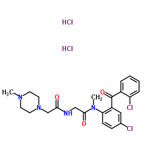 59180-52-8  N-{4-chloro-2-[(2-chlorophenyl)carbonyl]phenyl}-N-methyl-N~2~-[(4-methylpiperazin-1-yl)acetyl]glycinamide dihydrochloride
