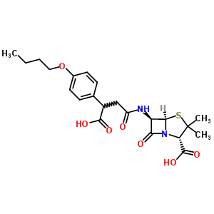 60947-81-1  (2S,5R,6R)-6-{[3-(4-butoxyphenyl)-3-carboxypropanoyl]amino}-3,3-dimethyl-7-oxo-4-thia-1-azabicyclo[3.2.0]heptane-2-carboxylic acid