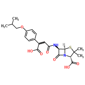 60947-82-2  (2S,5R,6R)-6-({3-carboxy-3-[4-(2-methylpropoxy)phenyl]propanoyl}amino)-3,3-dimethyl-7-oxo-4-thia-1-azabicyclo[3.2.0]heptane-2-carboxylic acid