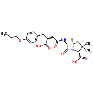 60947-85-5  (2S,5R,6R)-6-{[3-carboxy-4-(4-propoxyphenyl)butanoyl]amino}-3,3-dimethyl-7-oxo-4-thia-1-azabicyclo[3.2.0]heptane-2-carboxylic acid