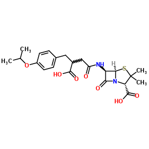 60947-86-6  (2S,5R,6R)-6-({3-carboxy-4-[4-(1-methylethoxy)phenyl]butanoyl}amino)-3,3-dimethyl-7-oxo-4-thia-1-azabicyclo[3.2.0]heptane-2-carboxylic acid