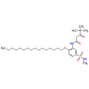 63224-80-6  N-[2-(hexadecyloxy)-5-(methylsulfamoyl)phenyl]-4,4-dimethyl-3-oxopentanamide