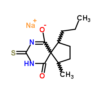 63990-04-5  sodium 1-methyl-10-oxo-4-propyl-8-thioxo-7,9-diazaspiro[4.5]dec-6-en-6-olate
