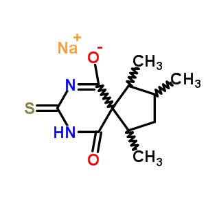 63990-06-7  sodium 1,2,4-trimethyl-10-oxo-8-thioxo-7,9-diazaspiro[4.5]dec-6-en-6-olate