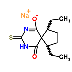 63990-24-9  sodium 1,4-diethyl-10-oxo-8-thioxo-7,9-diazaspiro[4.5]dec-6-en-6-olate