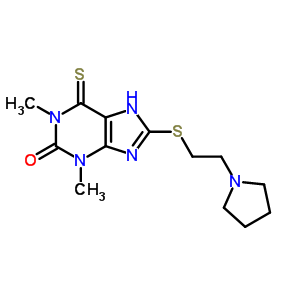 6559-86-0  1,3-dimethyl-8-[(2-pyrrolidin-1-ylethyl)sulfanyl]-6-thioxo-1,3,6,7-tetrahydro-2H-purin-2-one