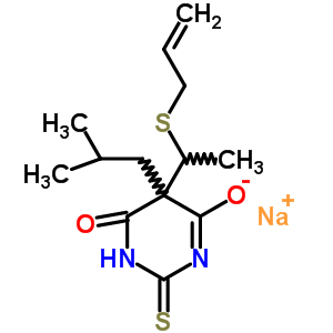 66941-89-7  sodium 5-(2-methylpropyl)-6-oxo-5-[1-(prop-2-en-1-ylsulfanyl)ethyl]-2-thioxo-1,2,5,6-tetrahydropyrimidin-4-olate
