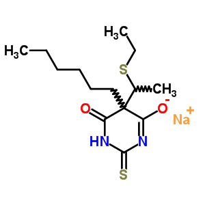 67051-04-1  sodium 5-[1-(ethylsulfanyl)ethyl]-5-hexyl-6-oxo-2-thioxo-1,2,5,6-tetrahydropyrimidin-4-olate