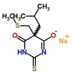 67051-23-4  sodium 5-(2-methylpropyl)-5-[(methylsulfanyl)methyl]-6-oxo-2-thioxo-1,2,5,6-tetrahydropyrimidin-4-olate