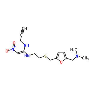 75438-42-5  (E)-N-{2-[({5-[(dimethylamino)methyl]furan-2-yl}methyl)sulfanyl]ethyl}-2-nitro-N'-prop-2-yn-1-ylethene-1,1-diamine