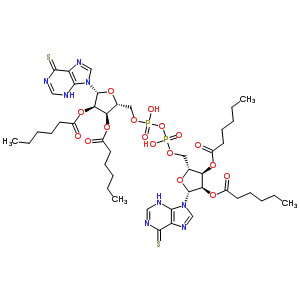 83385-95-9  [(2R,3R,4R,5R)-2-[[[[(2R,3R,4R,5R)-3,4-di(hexanoyloxy)-5-(6-thioxo-3H-purin-9-yl)tetrahydrofuran-2-yl]methoxy-hydroxy-phosphoryl]oxy-hydroxy-phosphoryl]oxymethyl]-4-hexanoyloxy-5-(6-thioxo-3H-purin-9-yl)tetrahydrofuran-3-yl] hexanoate