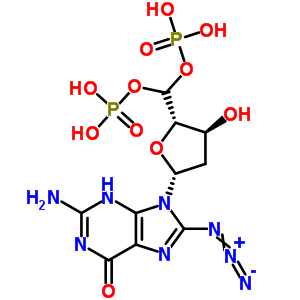 93590-12-6  [(2S,3S,5R)-5-(2-amino-8-azido-6-oxo-3,6-dihydro-9H-purin-9-yl)-3-hydroxytetrahydrofuran-2-yl]methanediyl bis[dihydrogen (phosphate)] (non-preferred name)