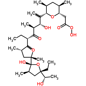 97671-95-9  2-[(2S,3R,5S,6S)-6-[(2S,3S,5R)-5-[(3S,5S)-5-[(2R,3R,5S)-5-ethyl-2-hydroxy-5-(1-hydroxyethyl)-3-methyl-tetrahydrofuran-2-yl]-3,5-dimethyl-tetrahydrofuran-2-yl]-2-hydroxy-1,3-dimethyl-4-oxo-heptyl]-3,5-dimethyl-tetrahydropyran-2-yl]peroxyacetic acid